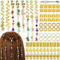 80 Pcs Natural Crystal Stone Dreadlock Accessories, Jollidecor Hair Jewelry for Braids Hair Spirals Gems Charms Adjust Gold Loc Jewelry for Hair Cuffs for Adult Women Braids Hairstyle Decoration