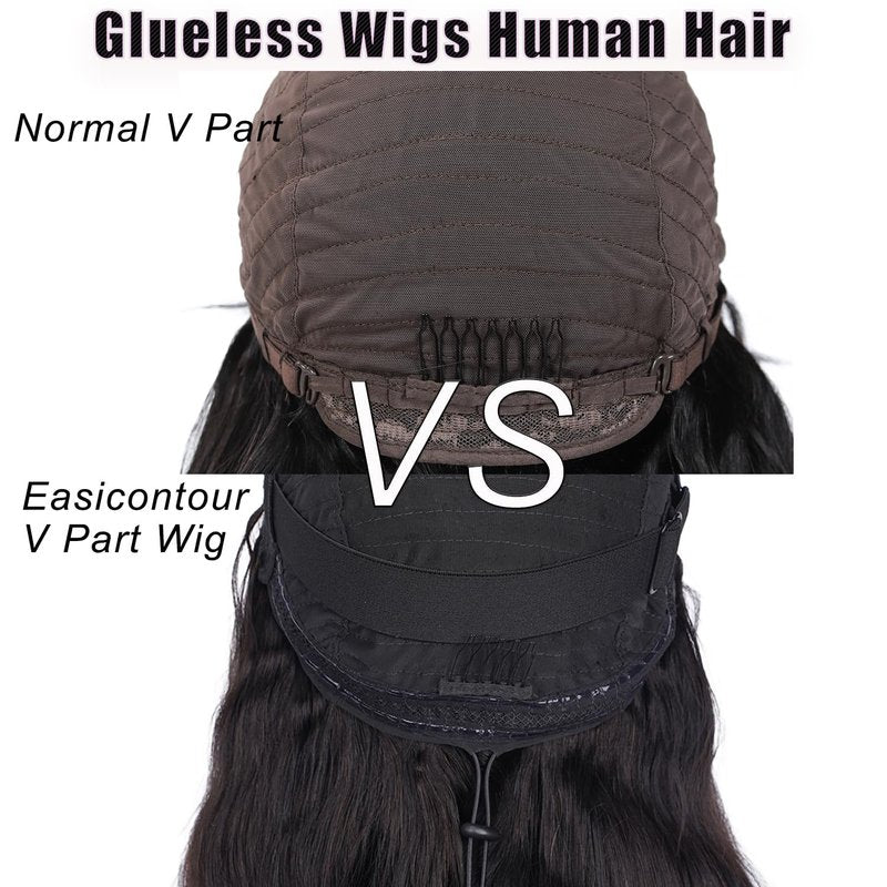 V Part Wig Human Hair Body Wave Upgrade Glueless Wigs Human Hair U partVpart Human Hair Wig Beginner Friendly Real Hair wigs for Women 180% Density 18inch 1b-30