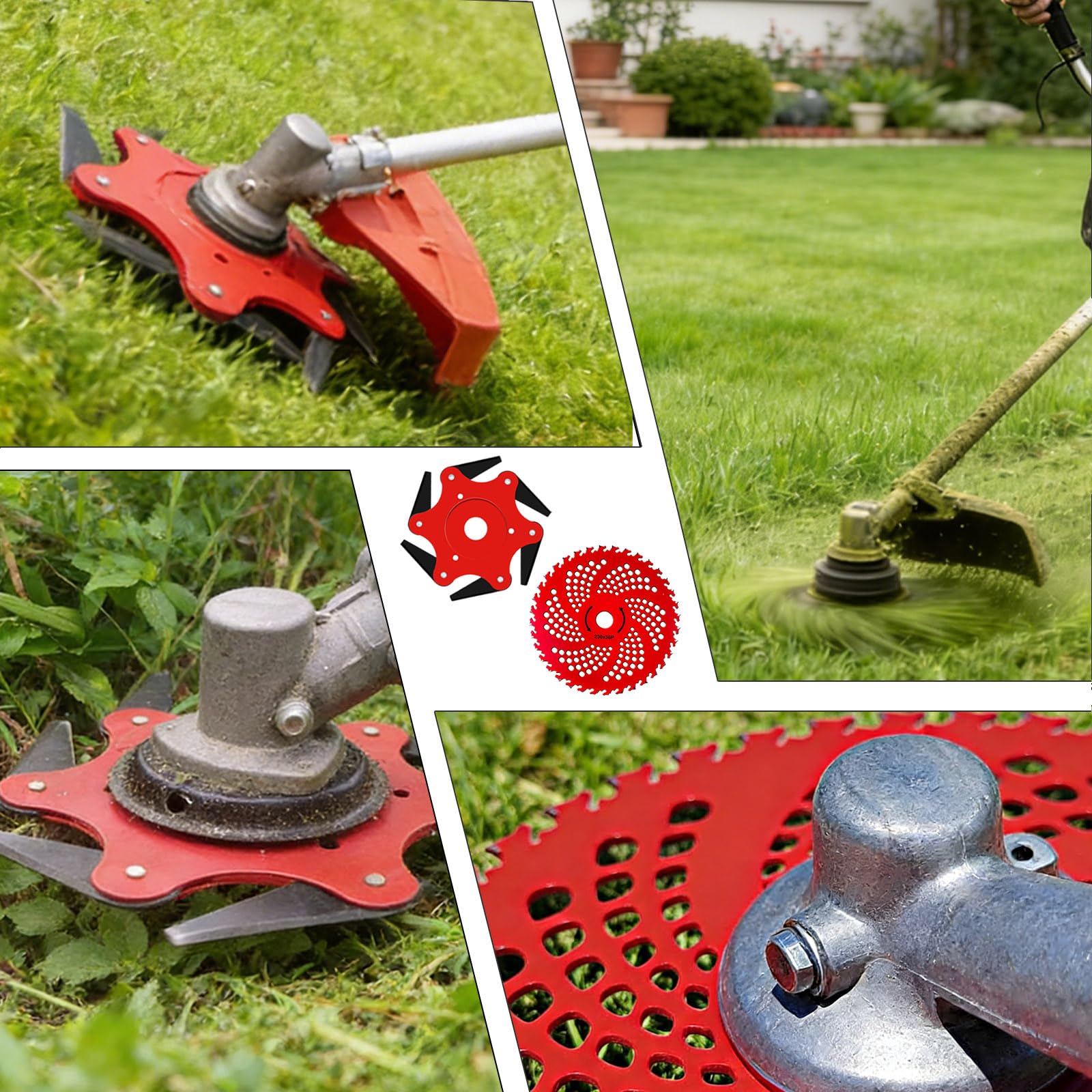 GOROBU Steel Trimmer Head with 6 Blade Razors and 36 Teeth Brush Cutter Blade, 65Mn Steel, Adapter Kits Included for for Many Stihl Husqvarna Sears Echo Poluan Redmax Shindaiwa