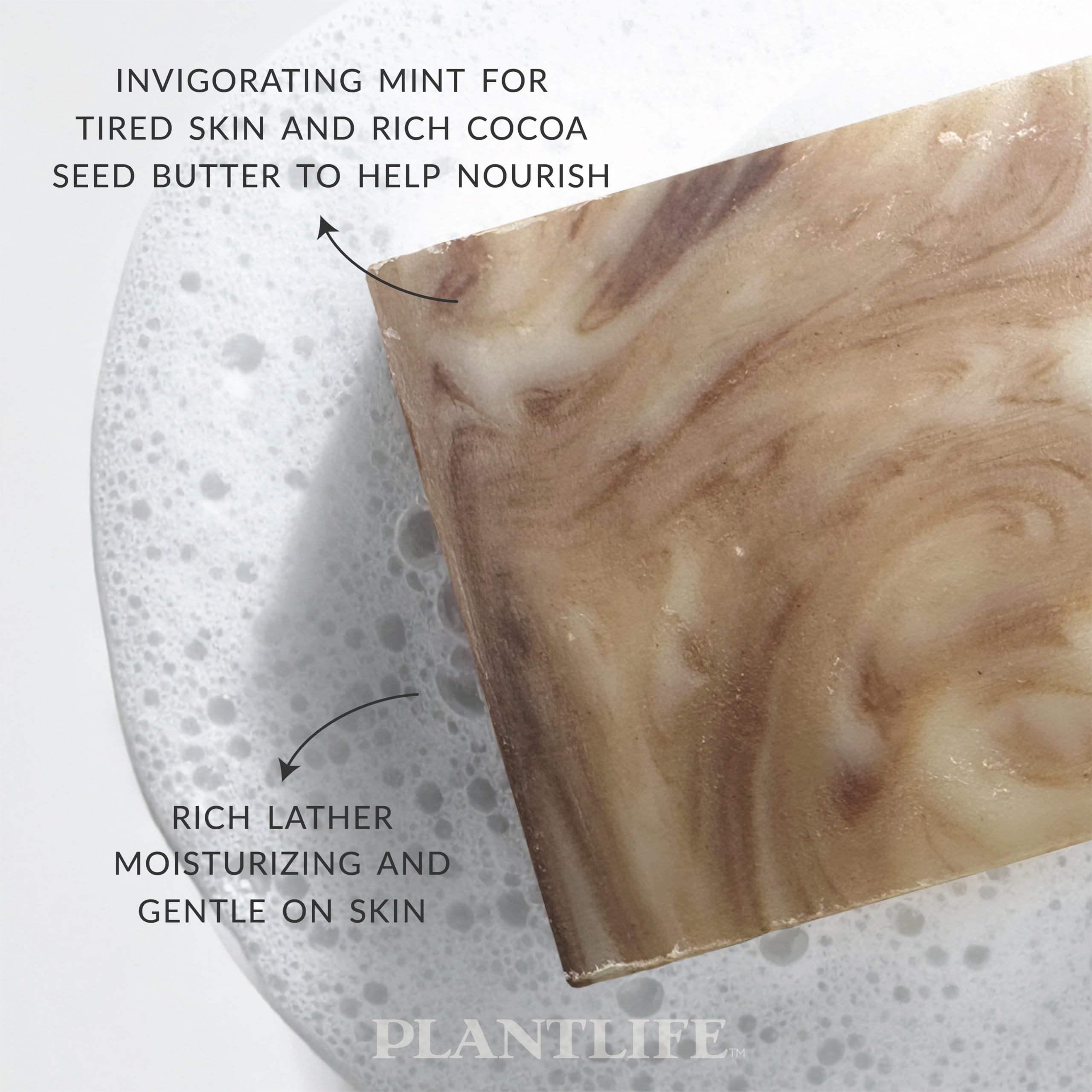 Plantlife Cocoa Mint Bar Soap - Moisturizing and Soothing Soap for Your Skin - Hand Crafted Using Plant-Based Ingredients - Made in California 4oz Bar