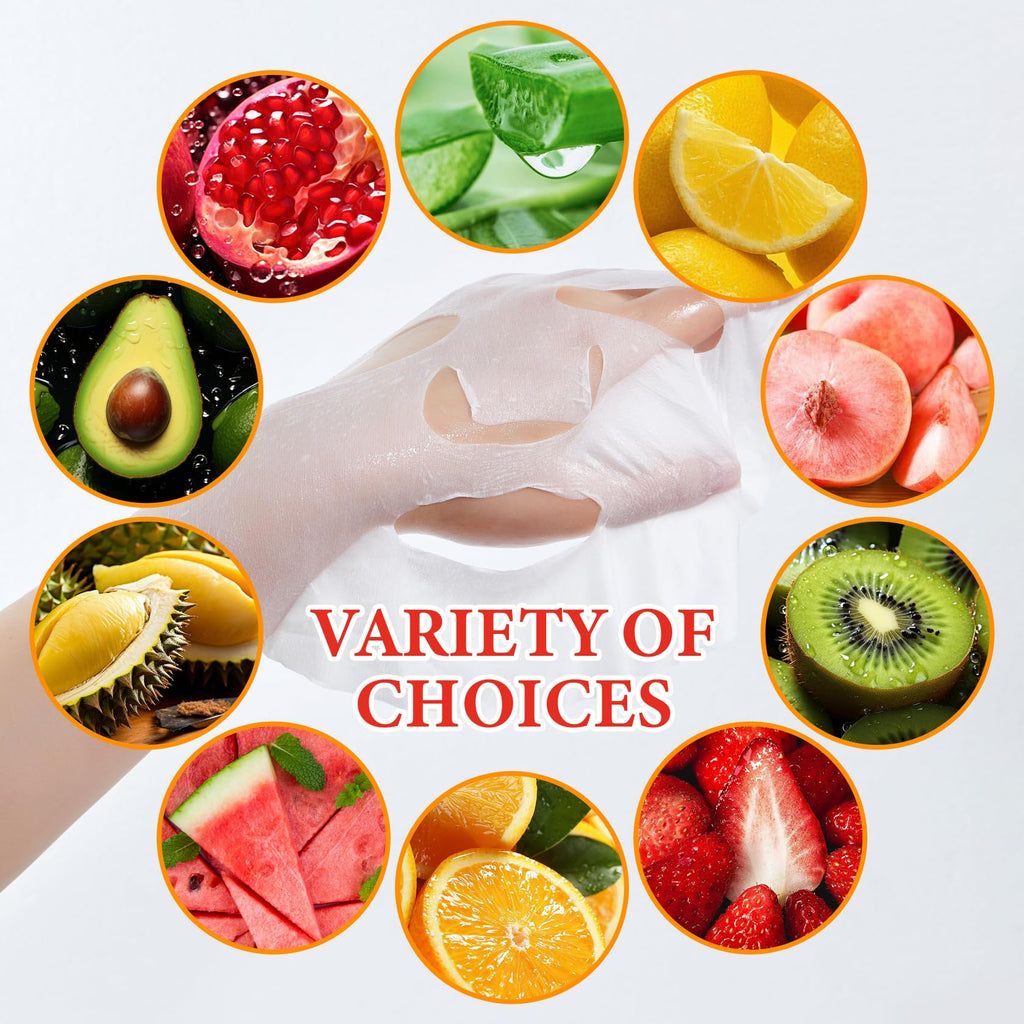 10 Pack Variety Facial Sheet Masks Skin Care Set, Hydrating Bulk Sheet Face Masks Skincare Gifts Set for Women Men, Long Lasting Moisturizing Face Mask Skincare for All Skin Type（A6)