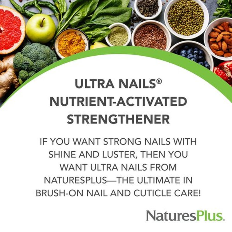 NaturesPlus Ultra Nails Nutrient-Activated Strengthener - .25 fl oz - Naturally Strengthens Nails & Cuticles - Conditions Nails With Aloe, Calendula, Vitamins & Protein - Formaldehyde Free, Vegan