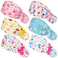 Jamntower 6 Pcs Labor and Delivery Scrub Caps with Sweatband Buttons Nursing Surgical Ponytail Bouffant Cap for Women Footprints Babies in Utero Pattern Adjustable Hat for Long Hair Midwife Obstetrics