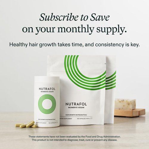 Nutrafol Women's Hair Growth Supplements, For Women 18-44 Years Old, Clinically Tested for Visibly Thicker, Stronger Hair, 100% Vegan Ingredients, Dermatologist Recommended - 1 Month Supply