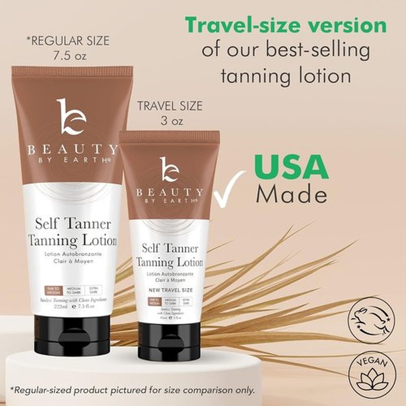 Self Tanner by Tanning Lotion - Natural & Organic Gradual Tanning Moisturizer | Travel Size, Non-Toxic Formula
