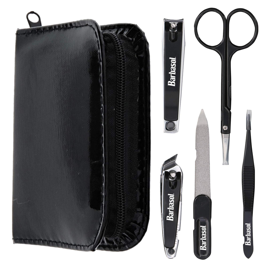 Barbasol CBG11001BLK 6-Piece Nail Grooming Set with Travel Case - Black