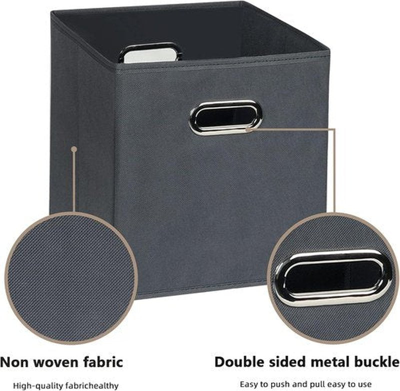 Skiennix Fabric Cube Storage Bins - Foldable Organizer with Dual Handles | Set of 6, Gray