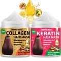 Collagen Hair Mask & Keratin Hair Mask for Damaged Hair,Keratin Hair Treatment,Repair Deep Conditioner for Dry Hair,Vitamin E Natural Hydrating Hair Mask with Argan Oil All Hair Type,Hair Care Gifts