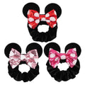 Zhezesmila 3 Pack Velvet Mouse Ears Scrunchies with Bow for Women Girls Elastic Hair Ties for Pony Tail Party Costume - Cute Hair Accessories
