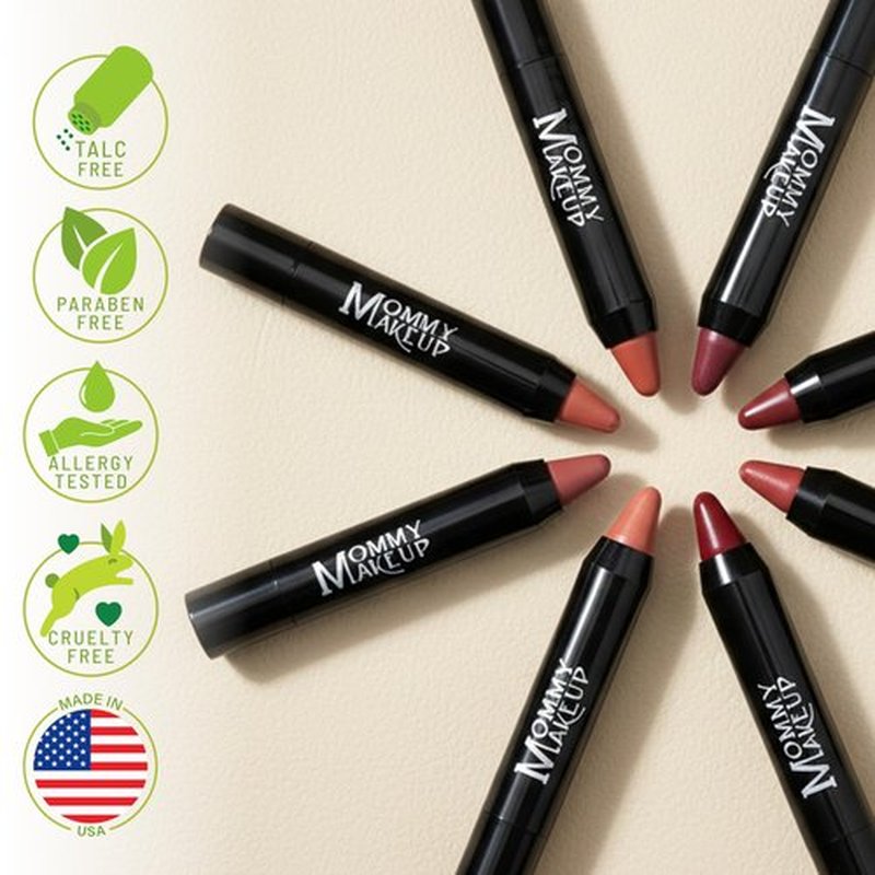 Mommy Makeup Triple Sticks Lipstick, Cream Blush & Treatment All-In-One with Shea & Cocoa Butter - Soft & Creamy Moisturizing Lip Crayon For Lips & Cheeks (Glinda)