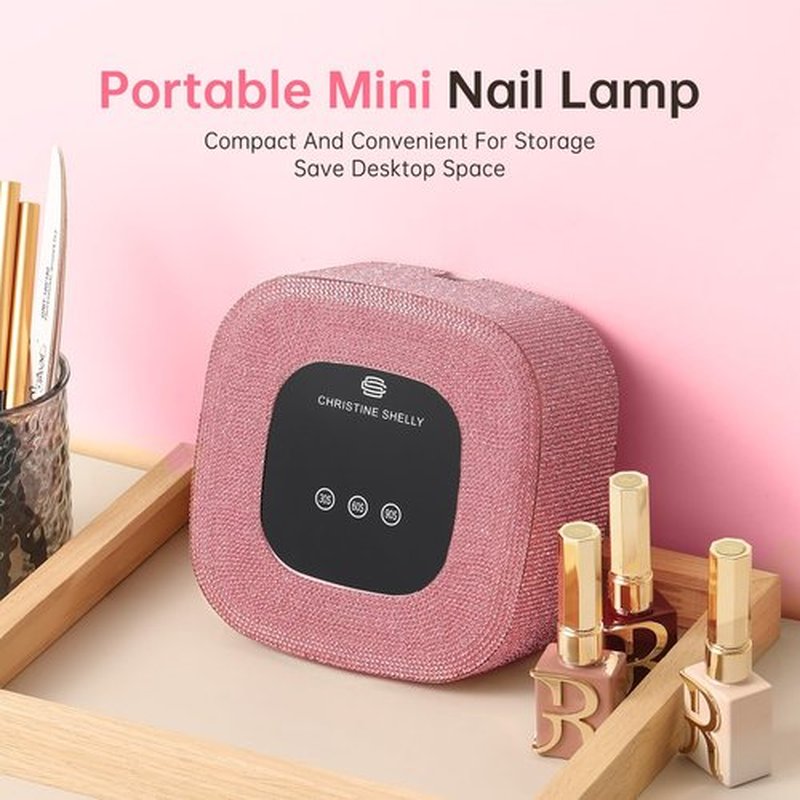 CHRISTINE SHELLY UV Nail Lamp, UV Light for Gel Nails, 48W Plug-in Mini Diamond Nail Lamp Nail Dryer with Touch Control Auto Sensor and 3 Timer Settings Nail Light Curing Lamp, Home (Pink Diamond)