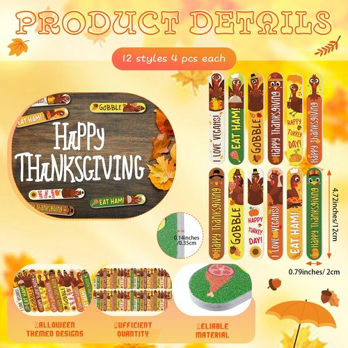 Gisafai 48 Pcs Thanksgiving Party Favor Gifts Bulk Thanksgiving Nail Files Fall Double Sided Emery Board for Nails Autumn Manicure Tools Happy Turkey Emery Boards for Thanksgiving Supplies 12 Styles