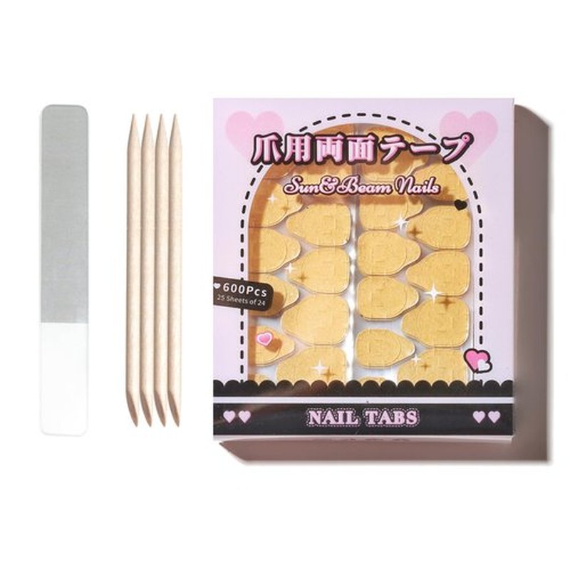 Sun&Beam Nails Adhesive Tabs 25 Sheets for Press On False Nail Tip Gel Glue Double Sided Tape Stickers Waterproof Transparent Strong Sticky (25 Sheet with kit Box)