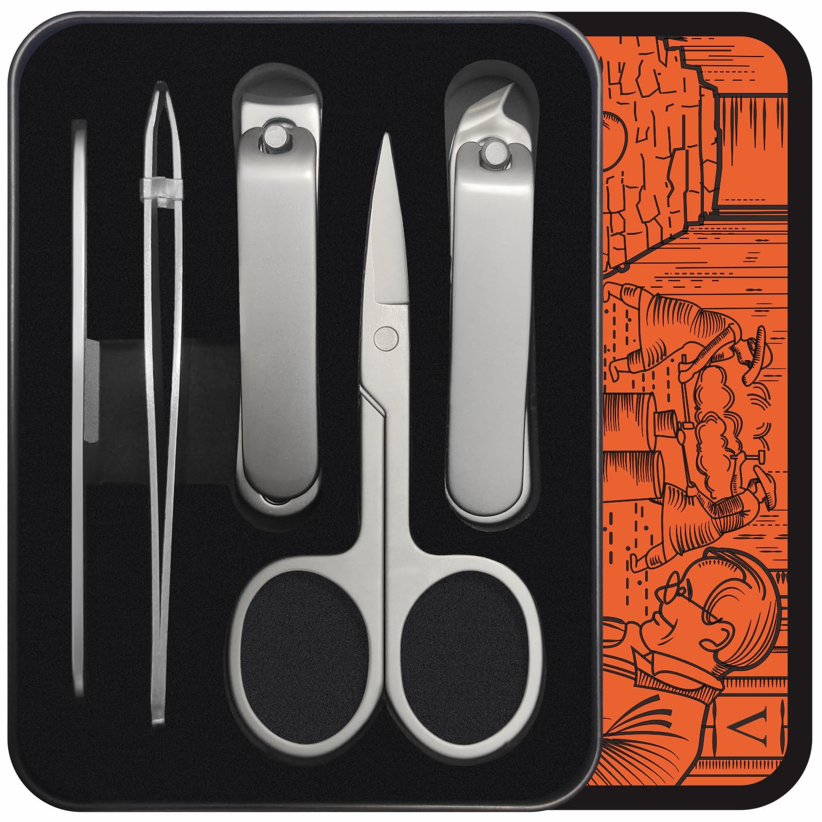 Konovo 5-Piece Nail Clippers Set, Stainless Steel Manicure Set, Travel Nail Grooming Kit for Men & Women, Toenail & Fingernail Clippers