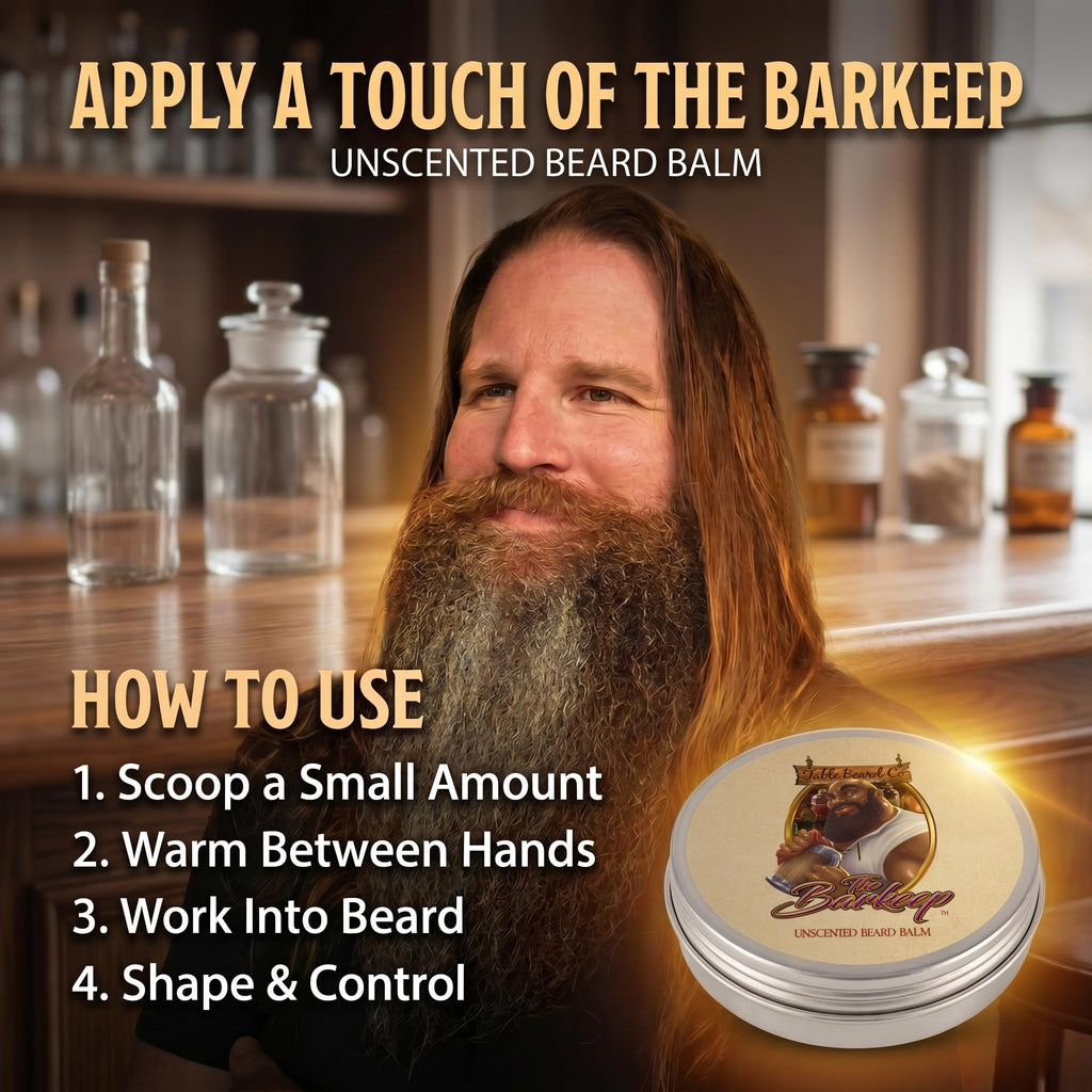 Fable Beard Co. Beard Balm - The Barkeep, Unscented, Natural Beard Balm for Men with Jojoba & Argan Oils, Beard Conditioner, Made in USA (2 Fl Oz)