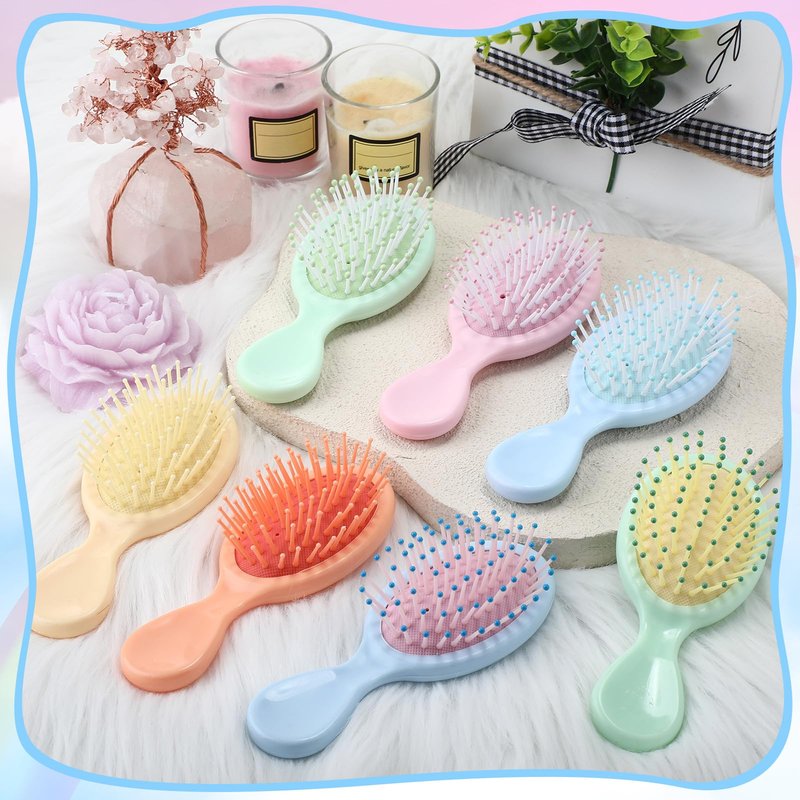 Zopeal 28 Pcs Kids Easter Gifts Wet Hair Mini Brush Bulk Girl Spring Back to School Small Pocket Travel Hairbrush Hygiene Detangler Soft Bristle Detangling Paddle for Party Favor Reward(7 Colors)