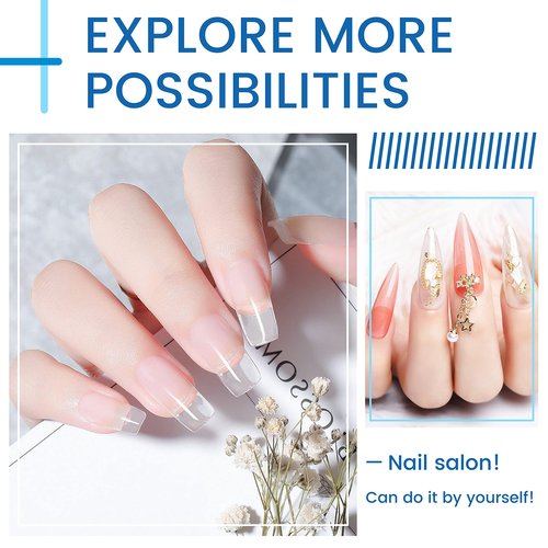 SULLMAR Poly Nail Gel Kit 15ml/0.5fl.oz Clear and Nude Poly Gel Nail Extension Flase NAIL Gel with Slip Solution Nail Dryer for Beginner(Clear&Nude)