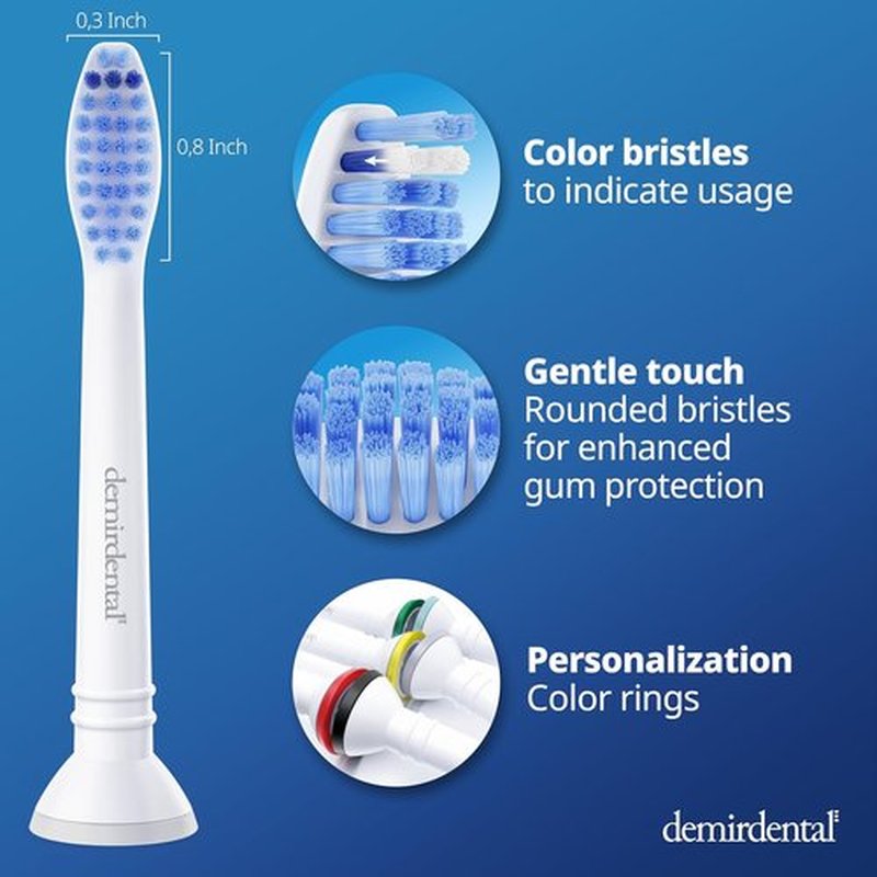 Philips Sonicare Replacement Heads - Medium Toothbrush Heads for HX6015/03 - 8 Pack - White