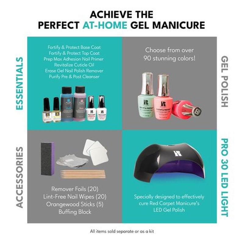 RC Red Carpet Manicure Fortify & Protect LED Gel Nail Color - Long-Lasting, Vibrant, Professional Quality, High Shine, Chip-Resistant - Infused with Vitamin A & Biotin (Simply Adorable, 0.3 Fl Oz)