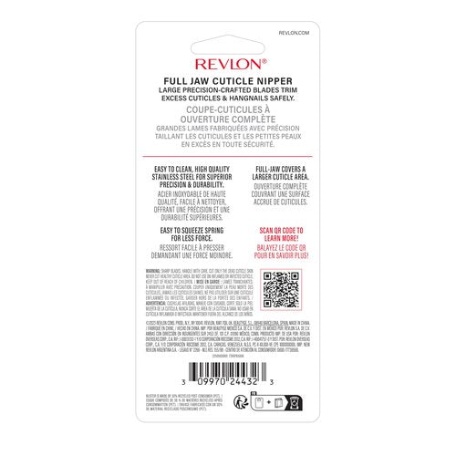Revlon Full Jaw Cuticle Nipper, Manicure Tool for Nail Care, Made with Stainless Steel, High Precision Blade, Easy to Squeeze Spring, 1 Count