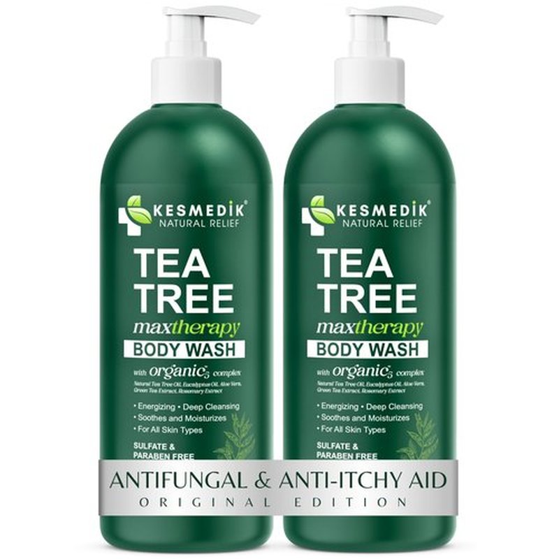 KESMEDIK Tea Tree Body Wash MaxTherapy, Itchy Skin Relief Soap, Soothes Jock Itch, Athlete's Foot, Acne, Eczema, Psoriasis & Sensitive Skin, Intimate Wash, Men & Women, 2-Pack, Original Edition