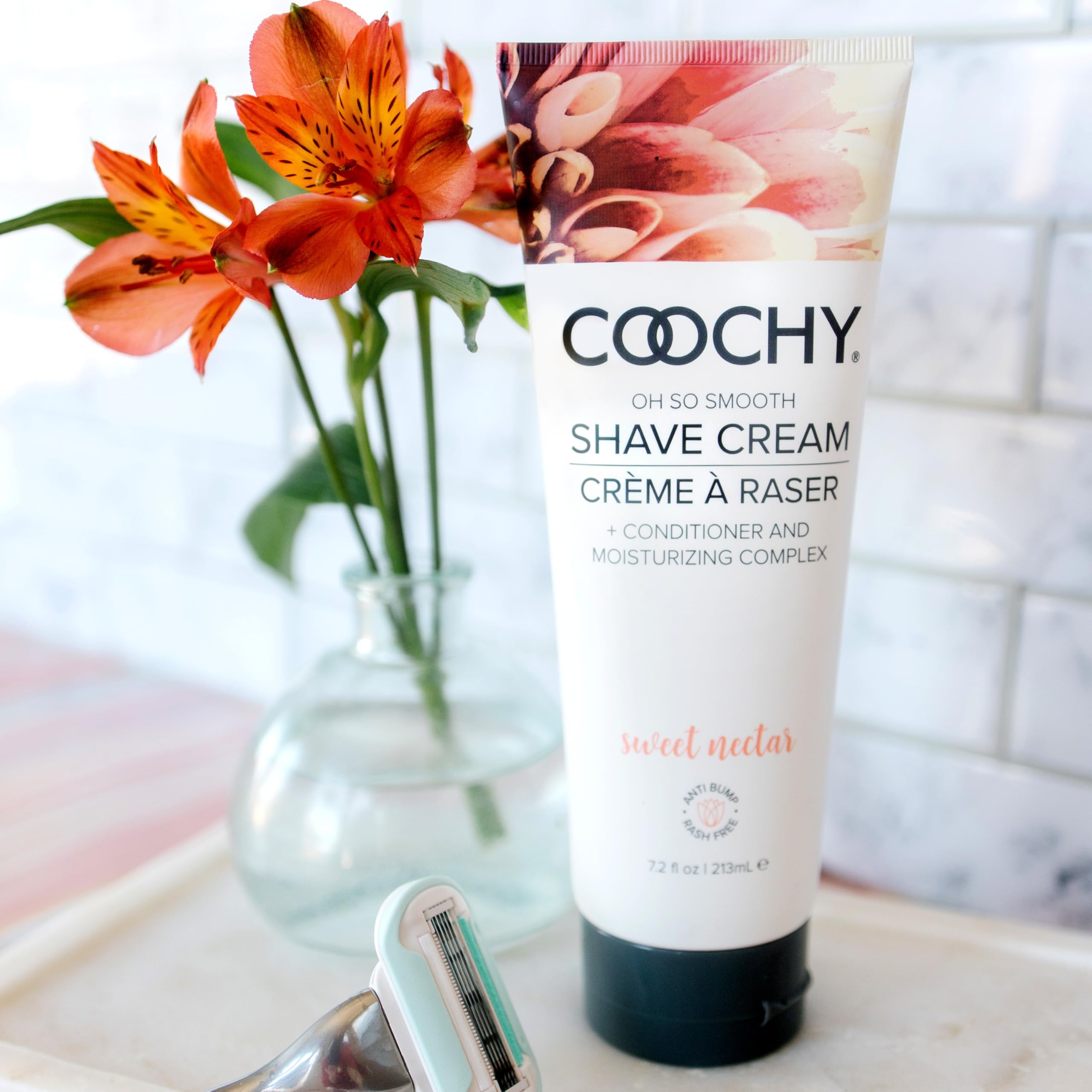Coochy Shave Cream - Moisturizing Shave Lotion - Gentle Intimate Shaving Cream - For Bikini Area, Underarms, Legs & More - Rash-Free, Hydrating Formula - Sweet Nectar, 3.4 oz