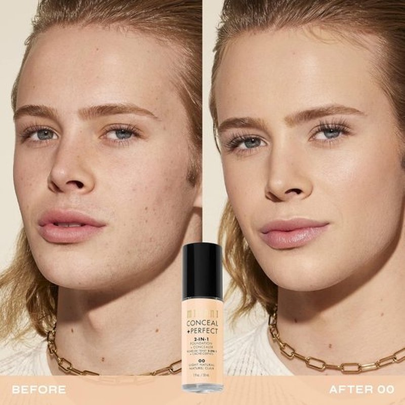 Milani Conceal + Perfect Liquid Foundation - Lightweight Coverage in Light Natural, 1 Fl. Oz.