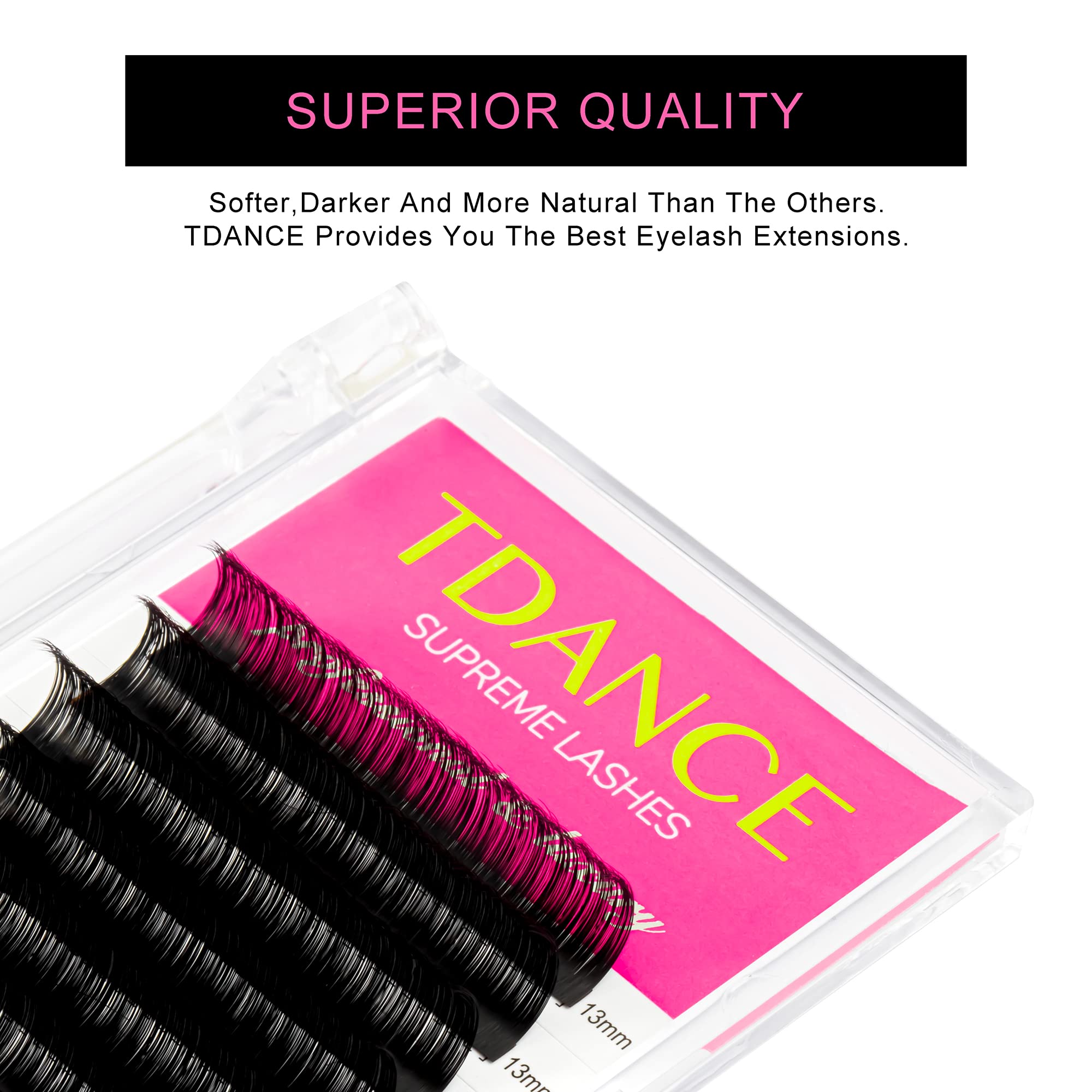 TDANCE Lash Extension Matte Black Eyelash Extension C CC D DD J B L Curl Volume & Classic Lash Extensions 0.03-0.18mm Thickness Professional Salon Use(0.03-C,8-15 mm)