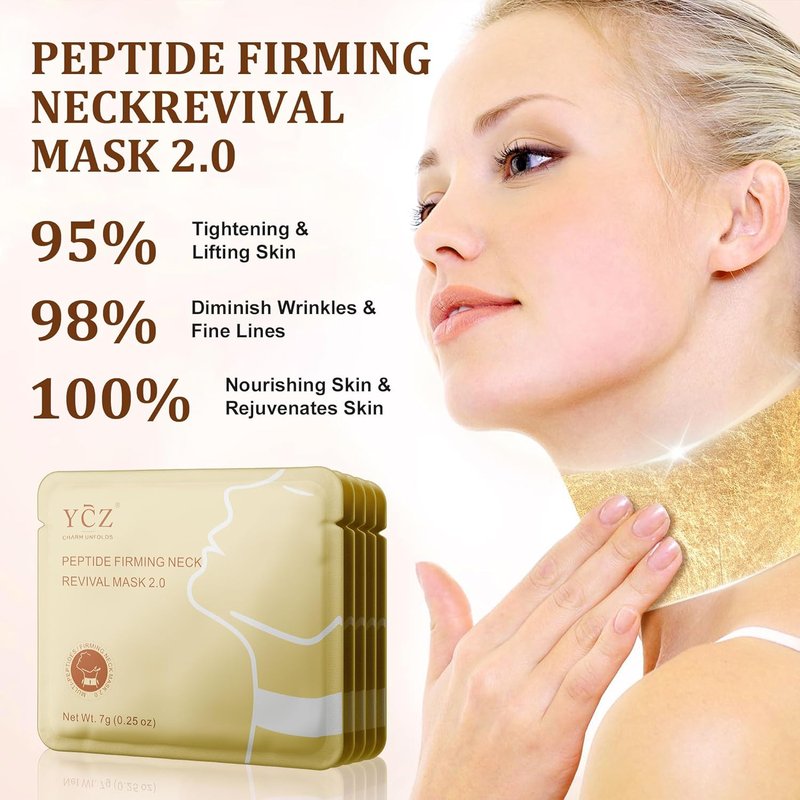 Ycz Firming Neck Mask - Deep Hydration & Collagen Anti-Wrinkle Patches with 8 Peptides & Botanicals