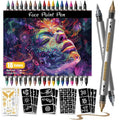 Water Resistant Face Paint Tattoo Pen - 18Pcs Temporary Tattoo Markers for Skin Dual-End Visible Capacity Henna Body Tattoo Kit, Body Painting Kit, Teen Girl Gifts Trendy Stuff for Teenage Adults