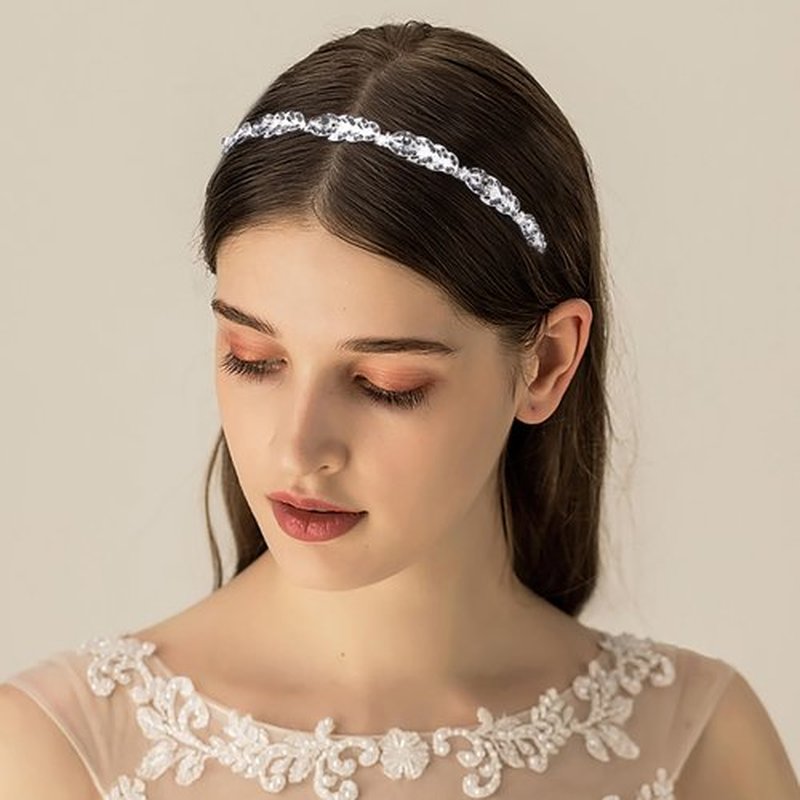 Oriamour Rhinestone Crystal Wedding Headband Bridal Headpieces Simple Design Bridal Headband