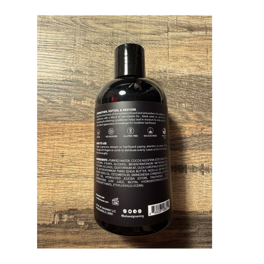 BAHAWAT Beard Conditioner - Unscented - 8 fl. oz. - Sulfate free - with biotin, provitamin B5, Blackseed oil, Jojoba Oil, Natural Ingredients for a Gentle, Deep Cleanse-Strengthening Wash