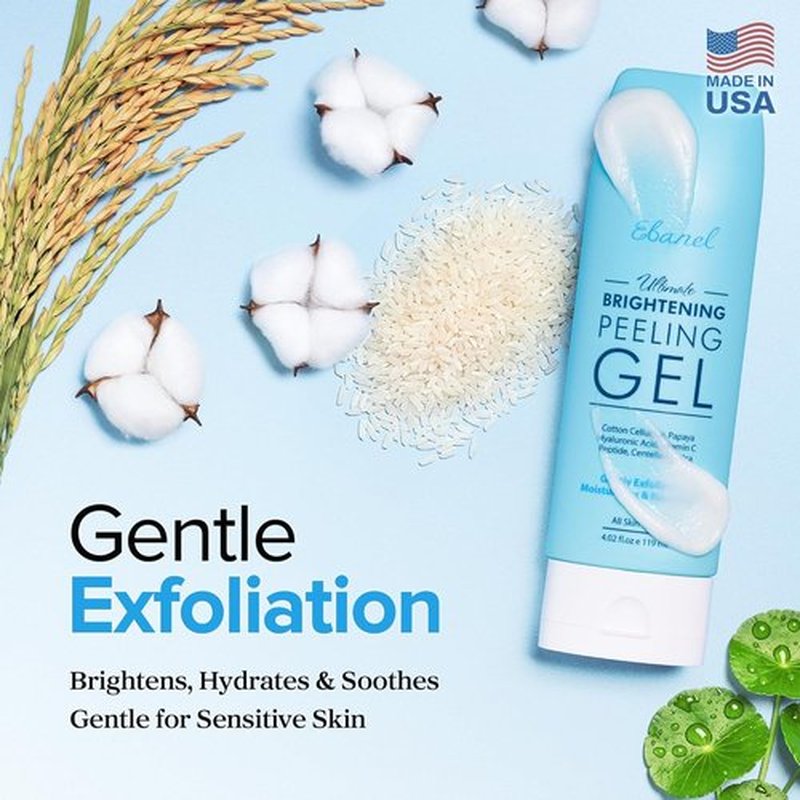 Ebanel Brightening Peeling Gel - Gentle Exfoliating Face & Body Scrub with Rice, Papaya & Hyaluronic Acid