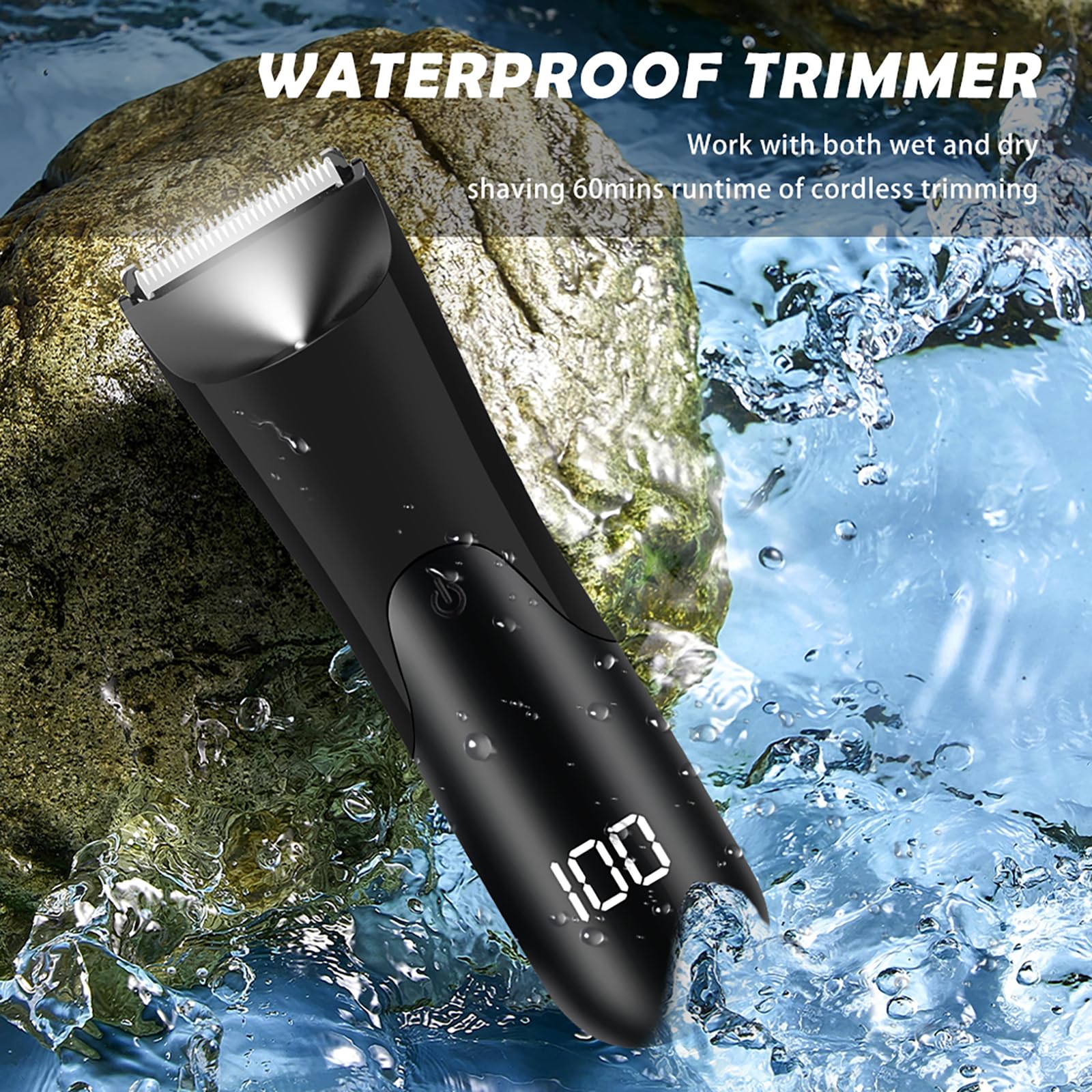 WAIKIL Trimmer, Trimmer for Men, Professional Body Hair Trimmer for Men, Groin & Body Hair Trimmer for Men, Electric Trimmer Pubic Trimmer Body Shaver (Black)