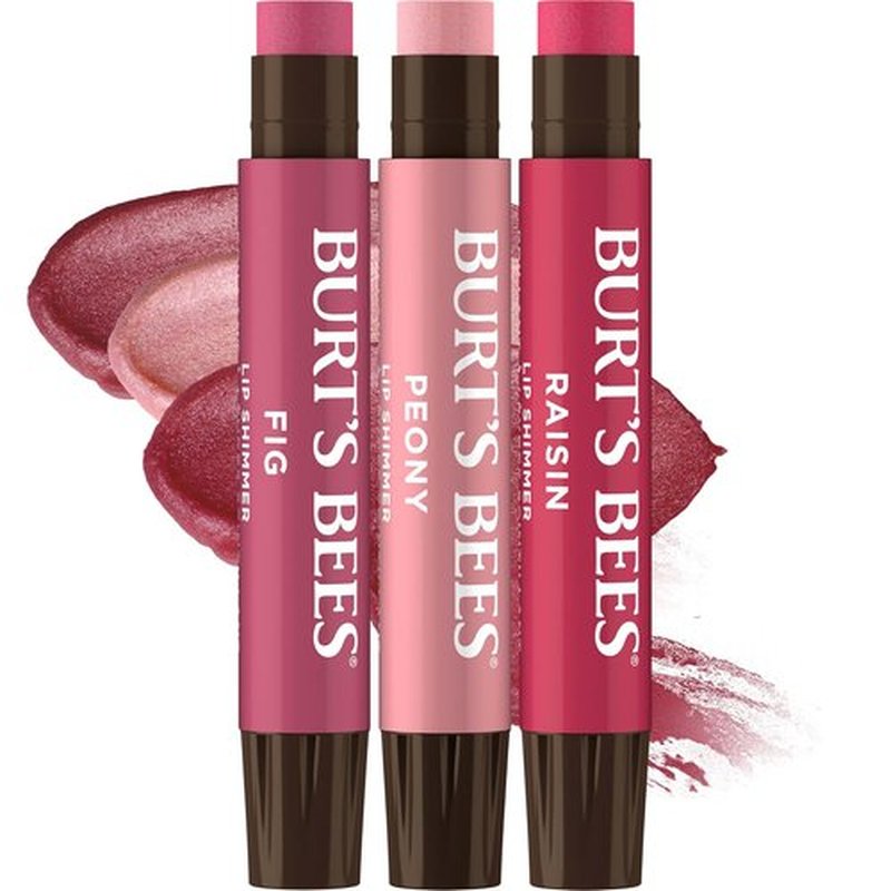 Burt's Bees Lip Shimmer - Tinted Lip Balm Stick for All-Day Hydration | 3 Warm Shades, 0.09 Oz Each