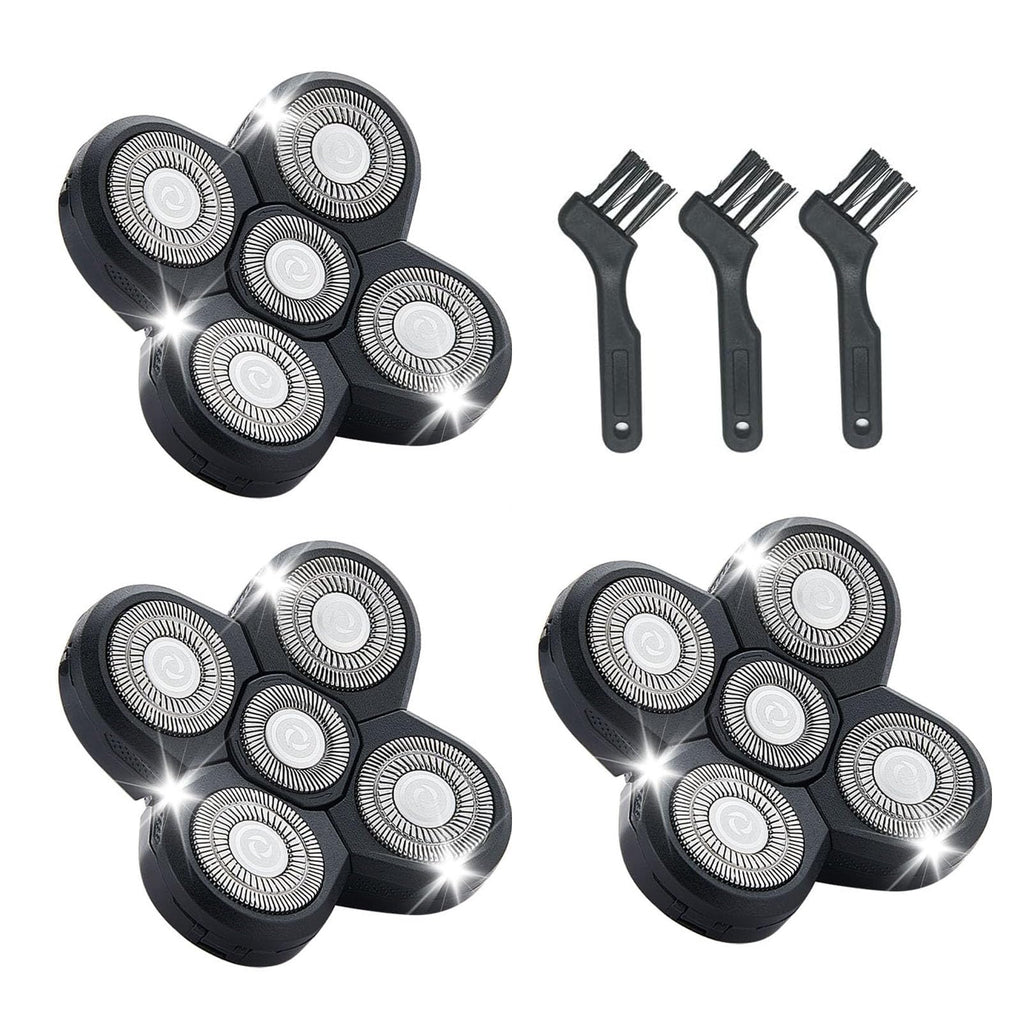 5 Head Shaver Replacement Heads, Bald Men Electric Razor Blades,3-Pack