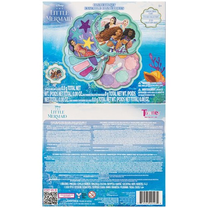 Townley Girl The Little Mermaid Clam Beauty Compact Set Kit with Lip Gloss Palette, Makeup Set for Kids Girls, Ages 3+ Perfect for Parties, Sleepovers and Makeovers