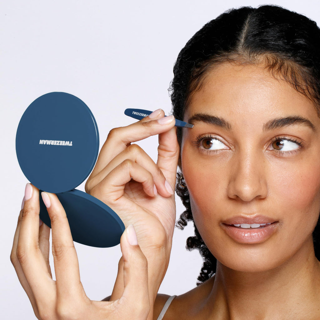 Tweezerman Brow & Grooming Set - Mirror, Slant Tweezer, Travel Tweezerette