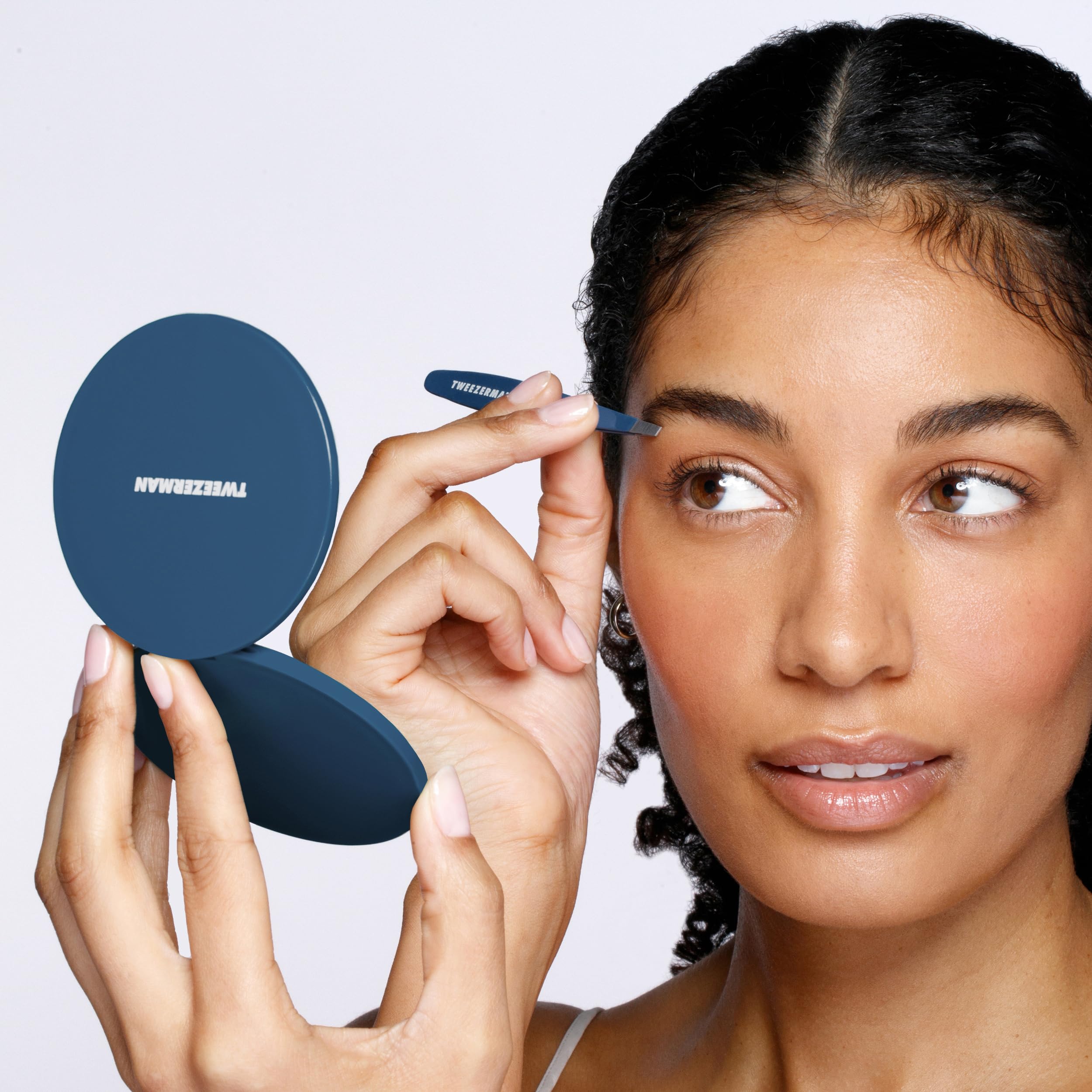 Tweezerman Brow & Grooming Set - Mirror, Slant Tweezer, Travel Tweezerette