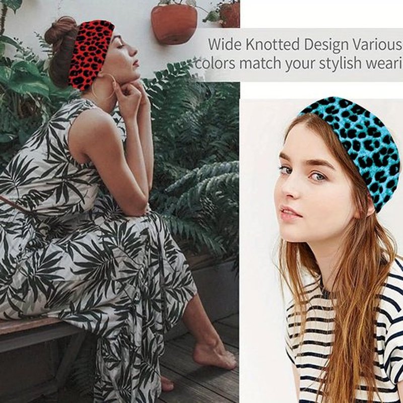 SENMAY Headbands for Women Leopard Trendy Cheetah Wide Head Bands for Women's Hair Non Slip Wraps Elastic Stretchy Bandanas Workout Fashion Hair Accessories Birthday Gifts for Valentines 6PCS