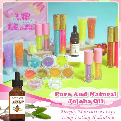 BRIPATI DIY Lip Gloss Making Kit, DIY Lip Glosses Set to Make Your Own Lip Stick, Fun Craft Makeup Lipglosses, All-Inclusive Moisturizing Handmade Lip Glaze Supplies Set for Beginner Women Girls