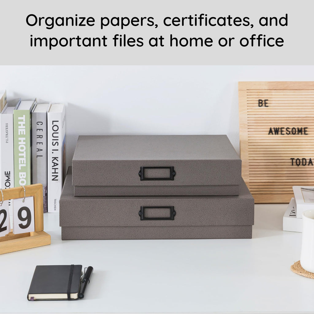 Soul & Lane - Legal Size Document Storage Boxes with Lids, Set of 2, Gray