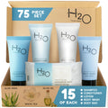 H2O Therapy Amenity & Accessory Kit | 0.85 oz Travel Size Shampoo, Conditioner, Lotion, Body Wash, Massage Bar, Cleansing Bar, Shave & Dental Sets, Make-Up Remover Wipes, & Vanity Kit | 15 sets/case