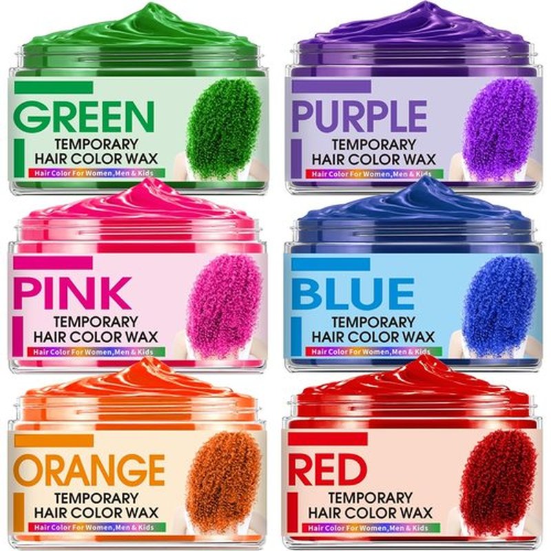 Skiennix Temporary Hair Color Wax - Vibrant DIY Hair Dye in 6 Colors for All Ages | Instant & Natural