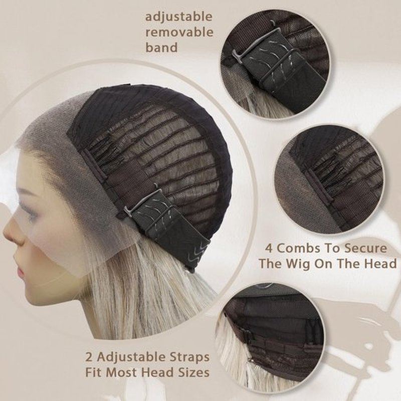 BABEHERS Blonde Lace Front Wig 13x4 Pre Plucked Synthetic Wig for Women Omber Layered Wig with Dark Roots Natural Looking Body Wave Cosplay Daily Party Use, 22 Inch