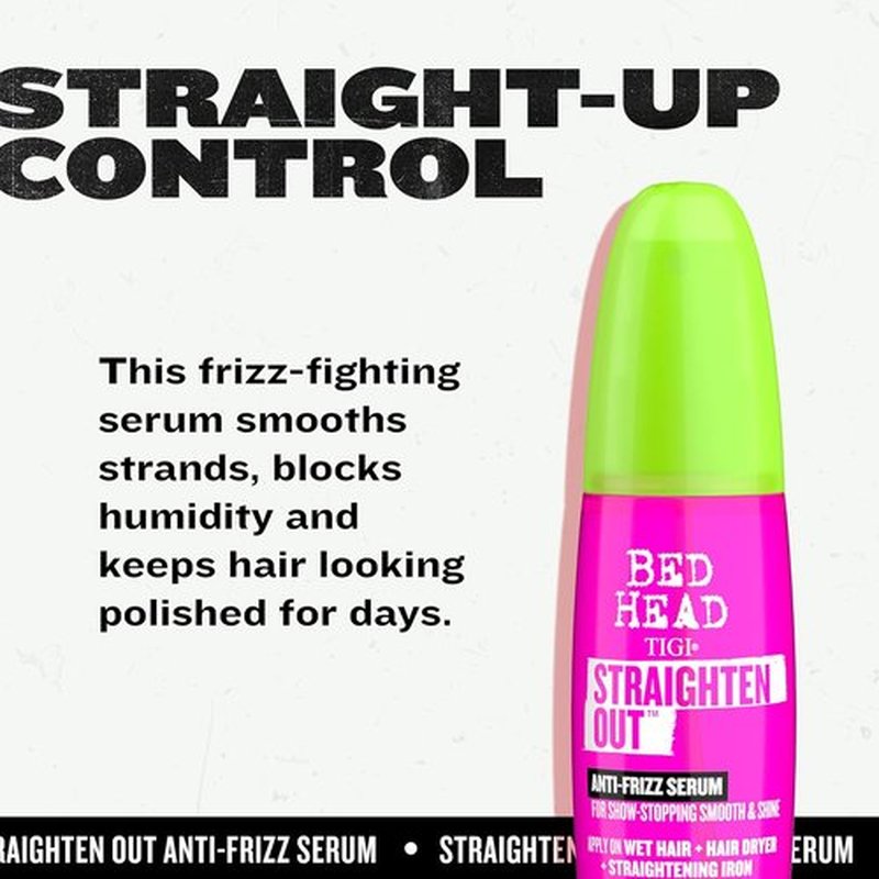TIGI Bed Head Straighten Out Anti-Frizz Serum - Smooth, Sulfate-Free Formula for All Hair Types