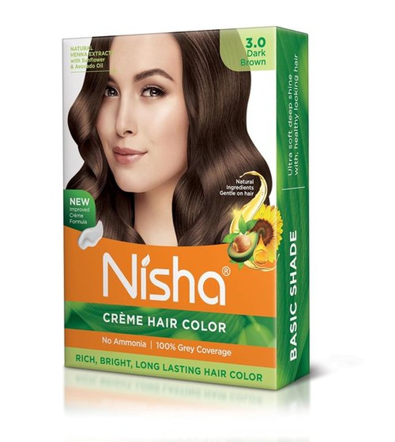Nisha Creme Hair Color - Dark Brown Permanent Dye | Long-Lasting, Ammonia-Free, Vegan & Cruelty-Free