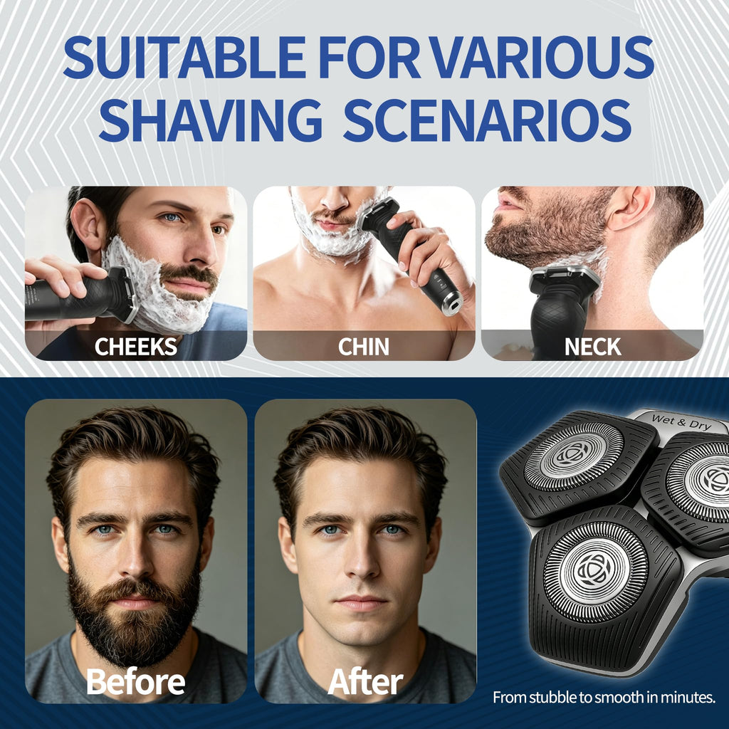 SH71/50 Replacement Heads for Ph*-lips No*elco Shavers,Compatible with Series 7000 & 5000 Electric Razor Blades, Wet & Dry Use, Easy-Install Replacement Shaver Heads, 1 Pack (Black)