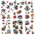 51 tattoo sets,American retro tattoos, retro and innovative designs, beautiful small tattoos, temporary tattoos for adults and kids