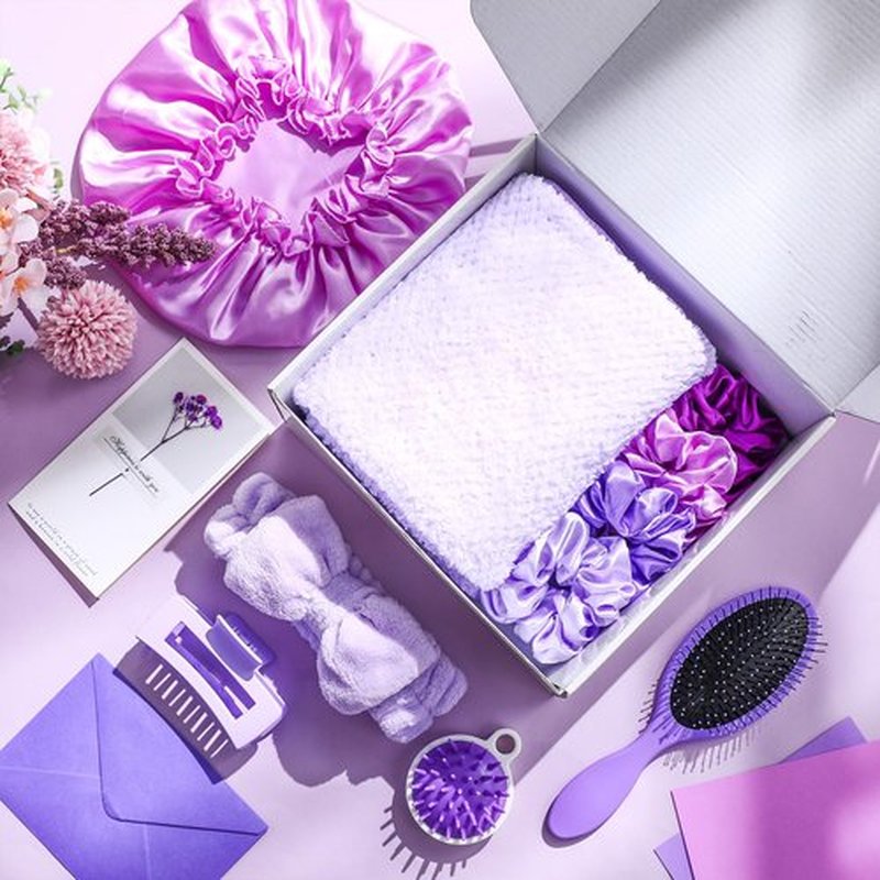 Sawysine 12PCS Hair Care Gift Set with Microfiber Hair Drying Towel Spa Kit Include Quick Dry Hairs Towel Wrap Silk Bonnet Headband Brush for Women Birthday Mother's Day Wedding Gifts